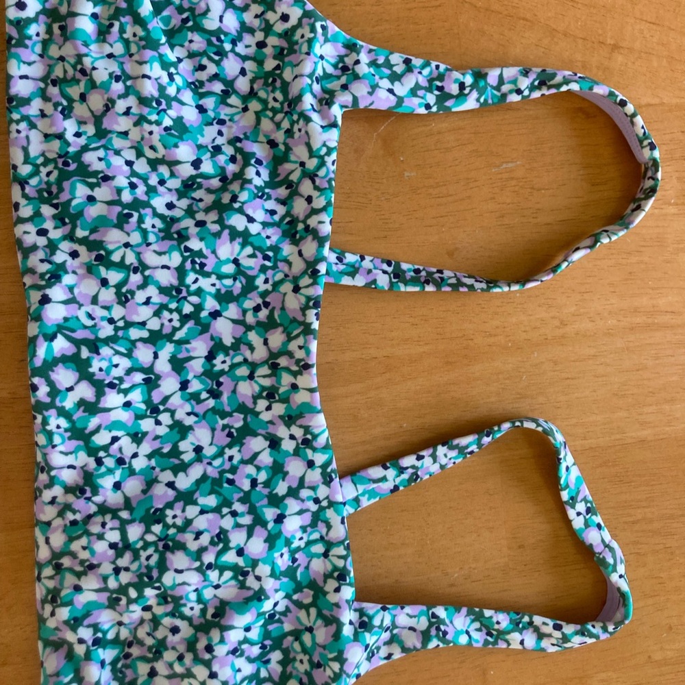Athleta Green and White swim bikini top